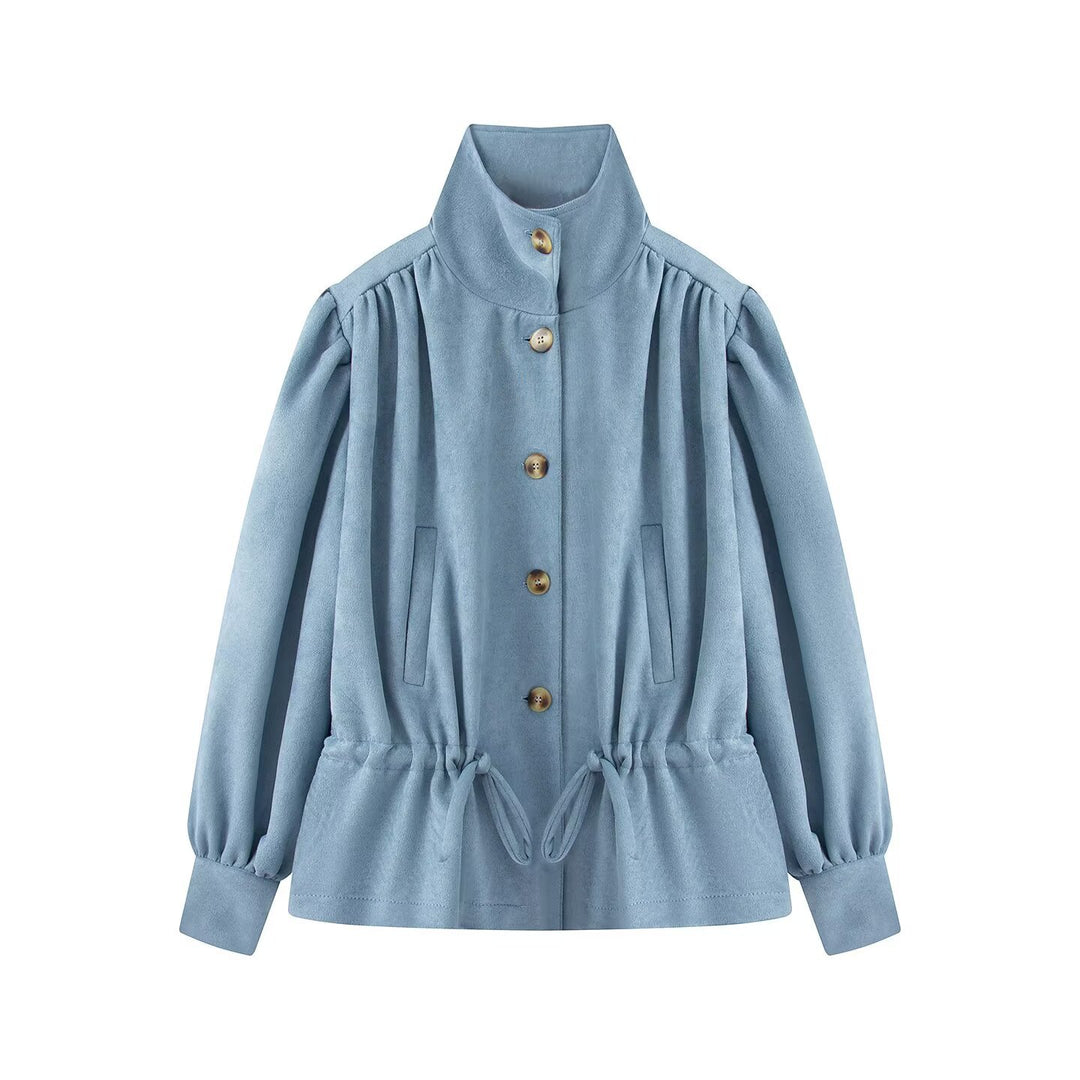 Damen Kurzjacke mit Stehkragen, Tunnelzug und Ballonärmeln Echo Archiv