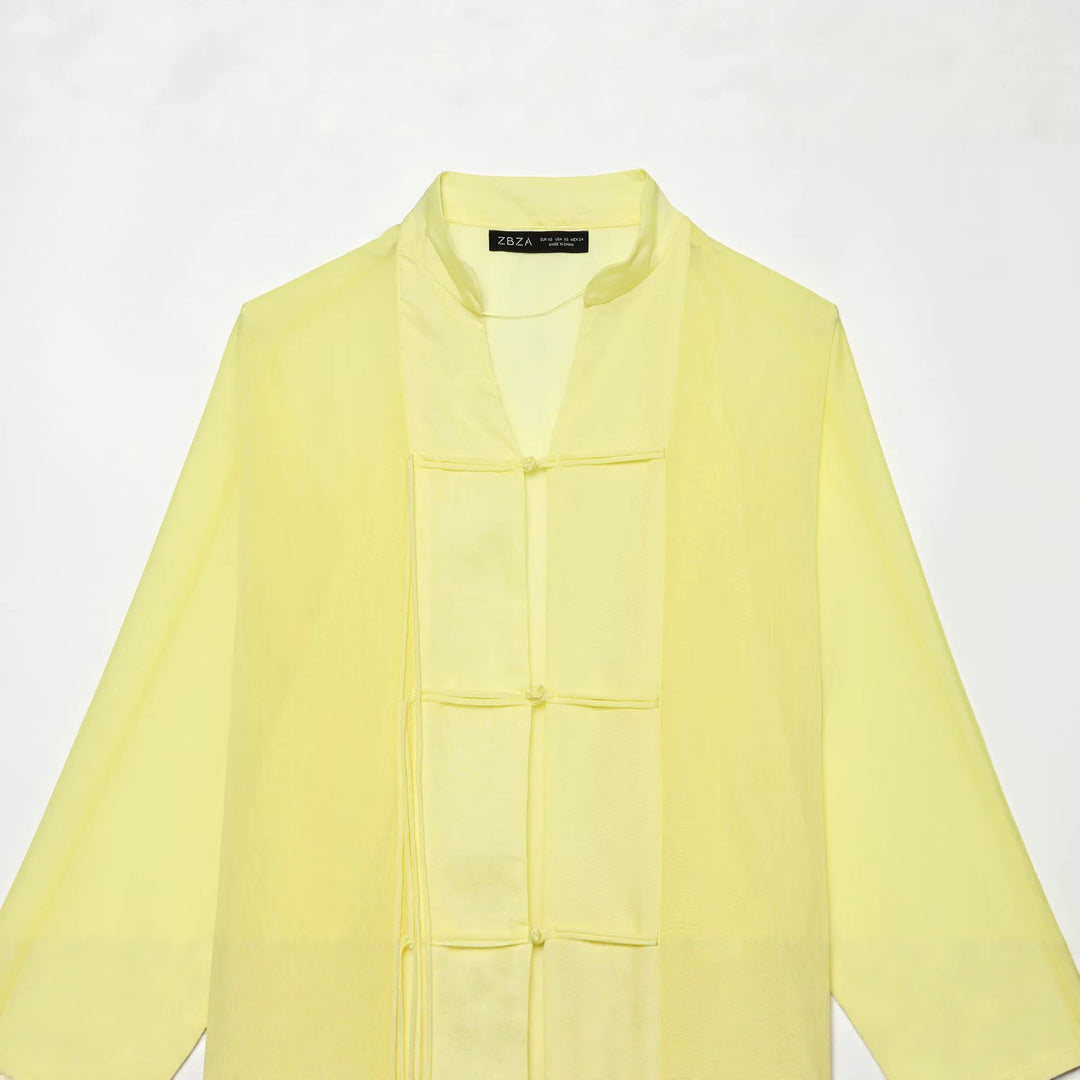 Damen Weites Kimono‑Cape aus leichter Chiffon‑Optik mit dekorativen Knotenverschlüssen Echo Archiv