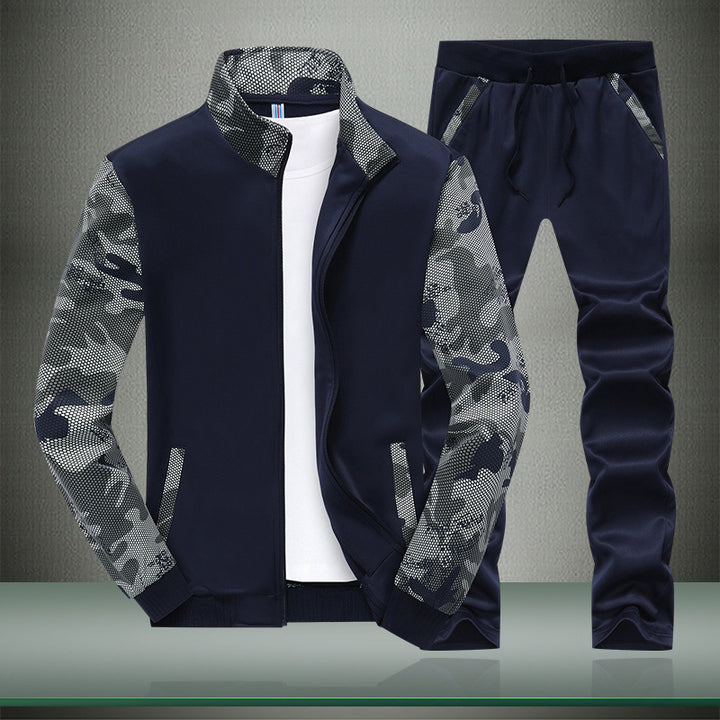 Herren Moderner Trainingsanzug im Camouflage Mesh Mix mit Stehkragen und Kordelbund Echo Archiv