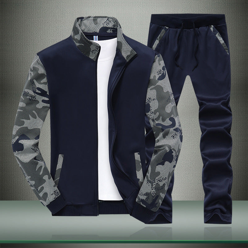 Herren Sportives Trainingsanzug-Set aus Funktionssoftshell mit Camouflage-Ärmeln und regulierbarer Joggerhose Echoarchiv