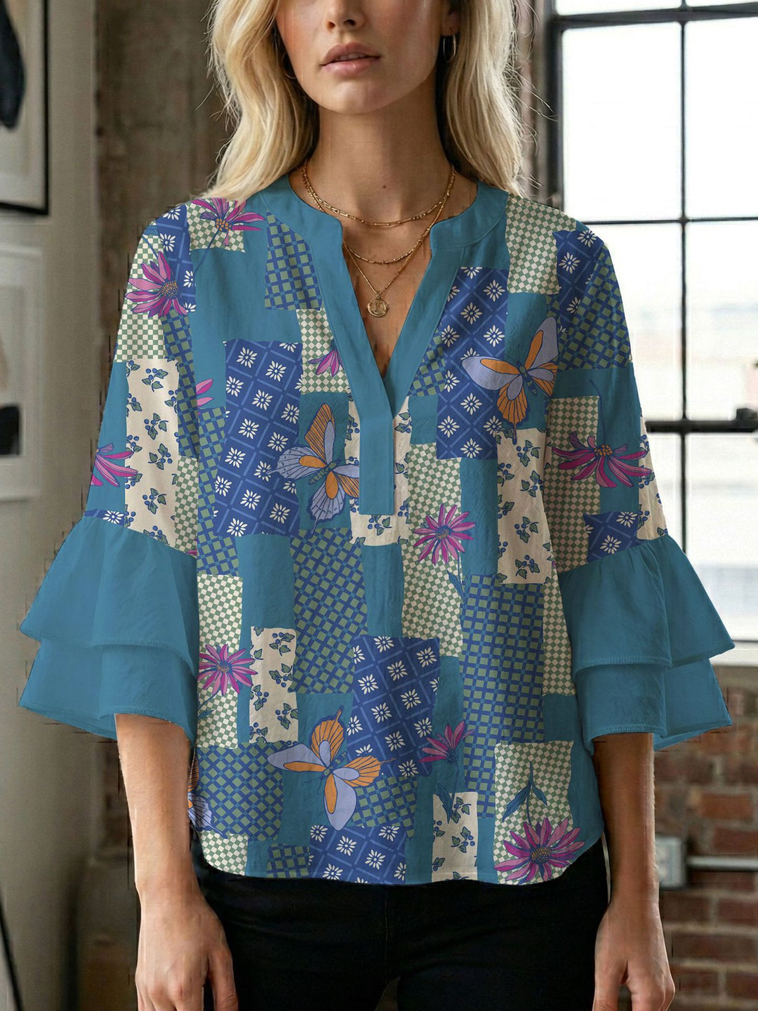 Damen Bluse mit wunderschönen floralem Design Echo Archiv