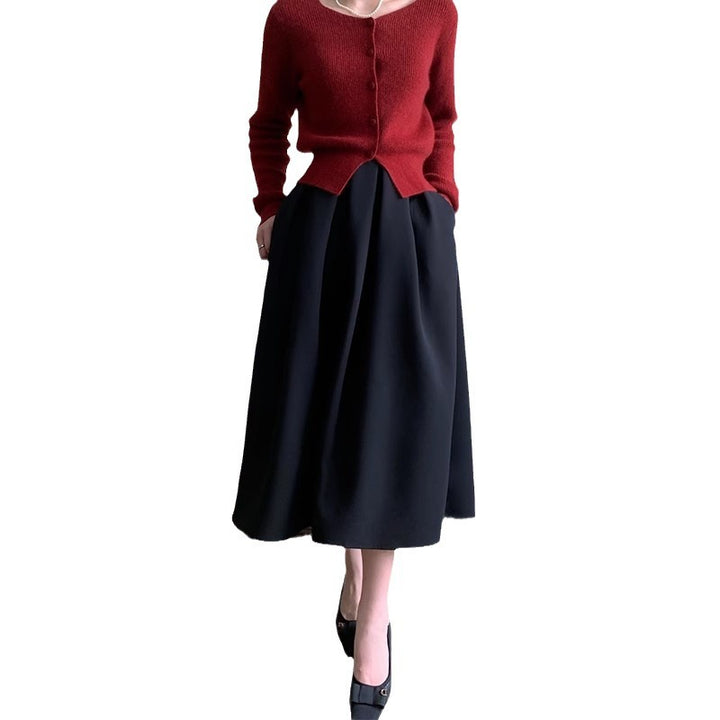 Damen Eleganter Maxirock mit Falten Echoarchiv