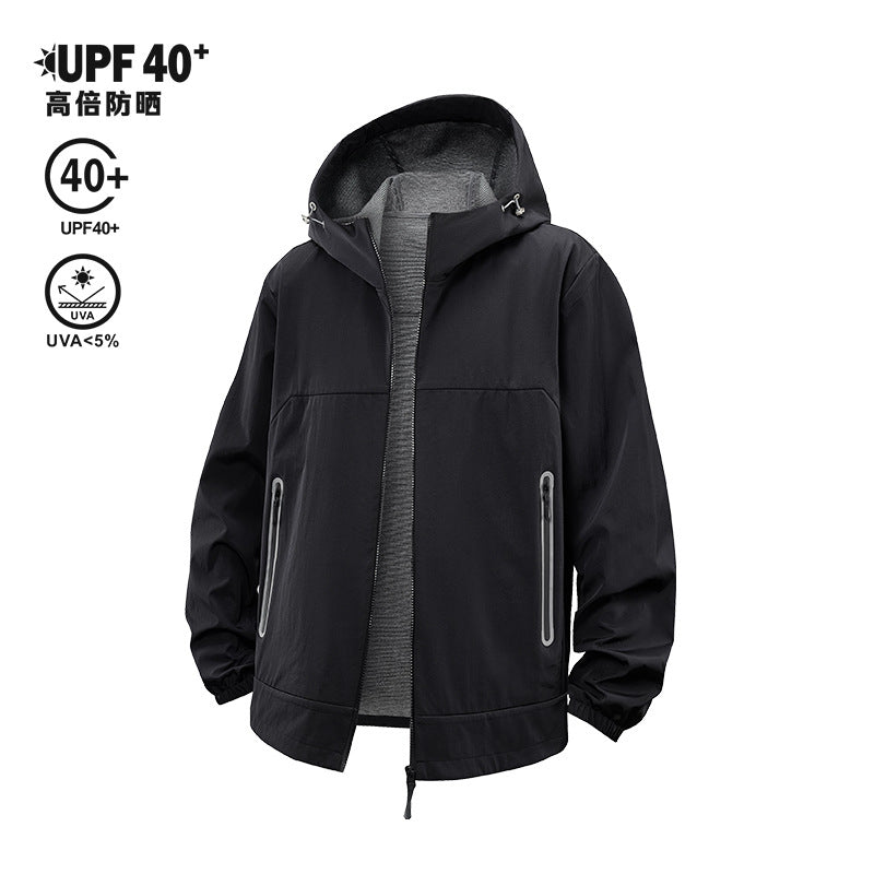 Unisex Leichte Wind- und Fleecegefütterte Kapuzenjacke mit Zwei-Wege-Reißverschluss Echo Archiv