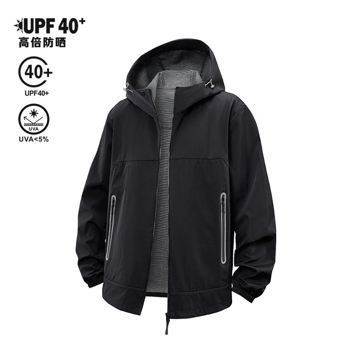Unisex Leichte Wind- und Fleecegefütterte Kapuzenjacke mit Zwei-Wege-Reißverschluss Echo Archiv