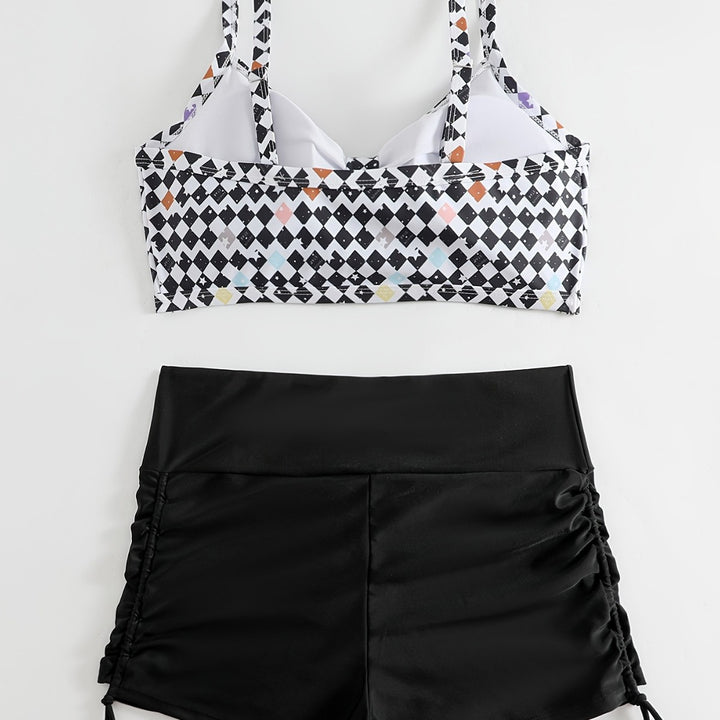 Damen Crop-Bikini Oberteil mit Rüschenbadeshorts Echo Archiv