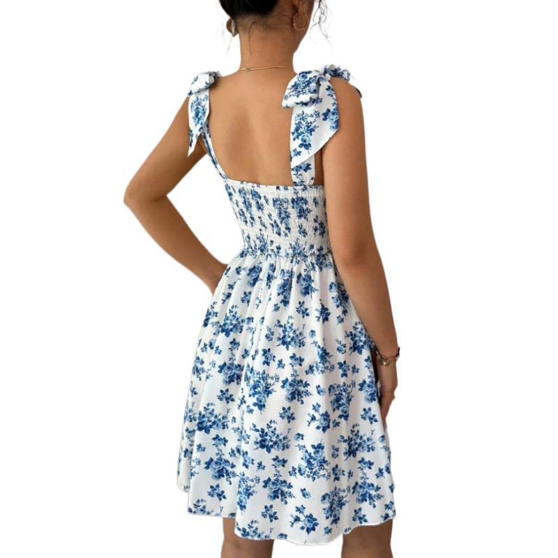 Damen Sommerliches A-Linien Kleid mit floralem Print und Schleifen-Trägern Echo Archiv