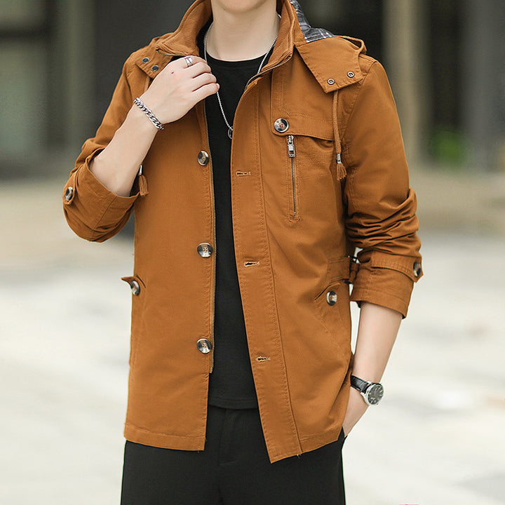 Herren leichter Canvas-Fieldparka mit Kapuze, Brustreißverschluss und verstellbaren Taillenlaschen Echoarchiv
