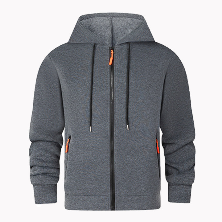 Herren sportlicher Fleece-Hoodie mit funktionalen Reißverschlusstaschen Echoarchiv