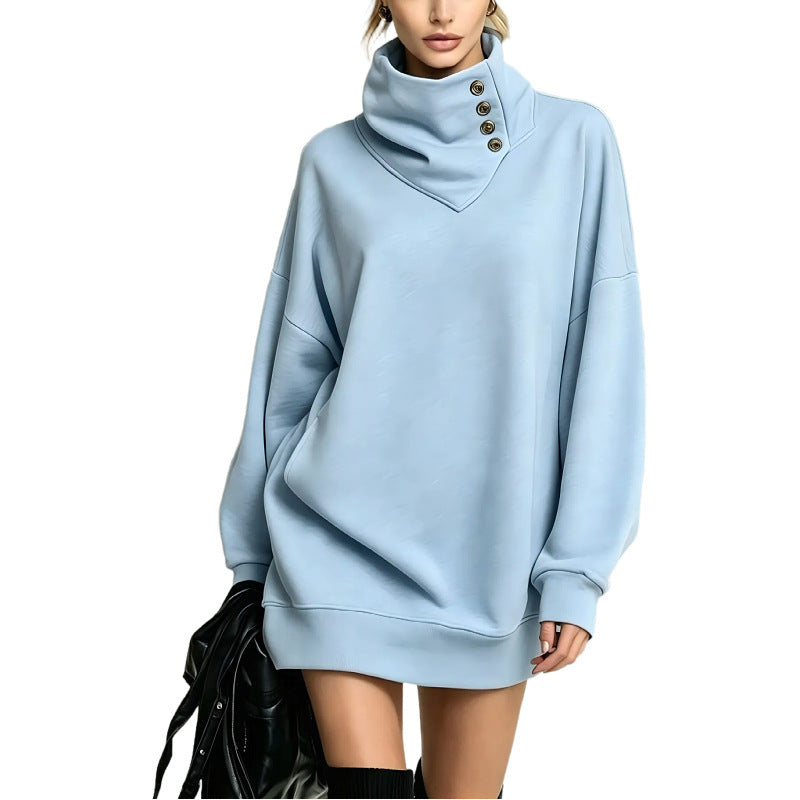 Damen Oversize Sweatshirtkleid mit hohem Knopfkragen Echo Archiv