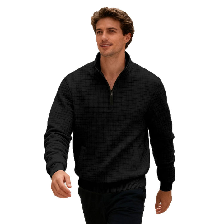 Herren nan gesteppter Halbzip-Sweater mit quadratischer Waffelstruktur und Kängurutasche Echo Archiv