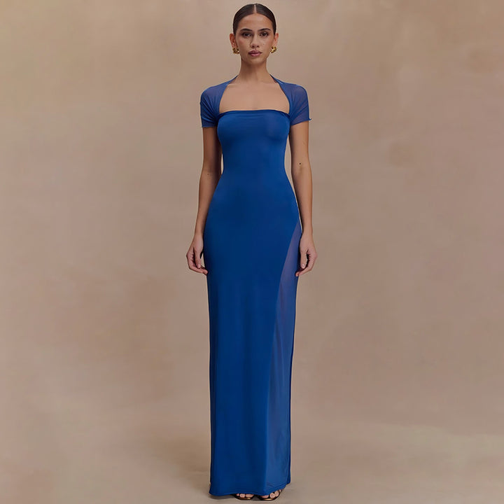 Damen elegantes Maxikleid mit schulterfreier Raffungen Echo Archiv
