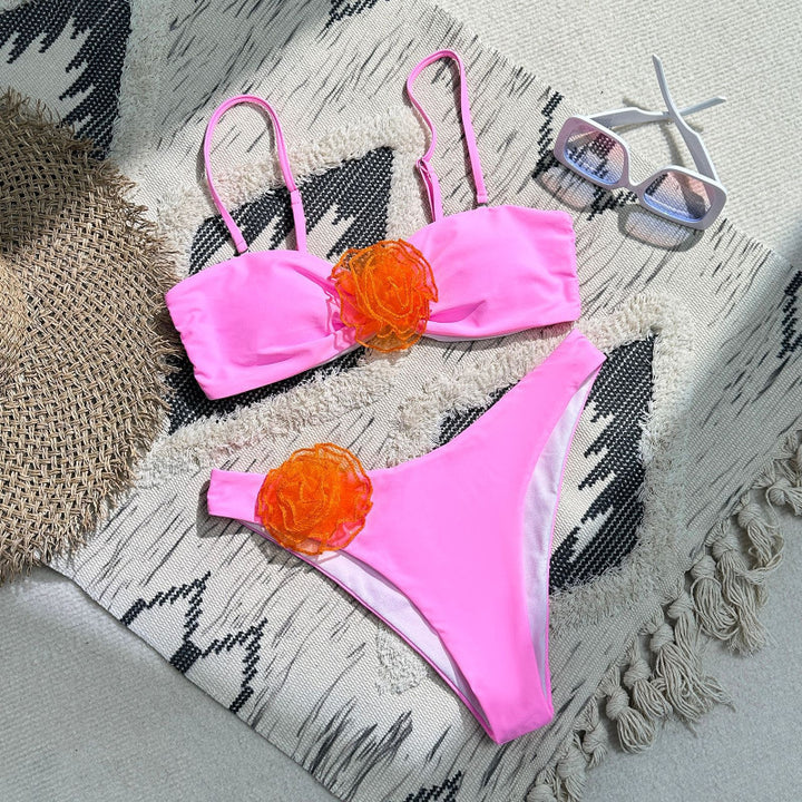 Damen Bikini-Set mit verspieltem Blumendetail und schickem Wickel-Design Echo Archiv