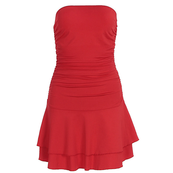 Damen figurbetontes Neckholderkleid mit steigendem Saum Echo Archiv