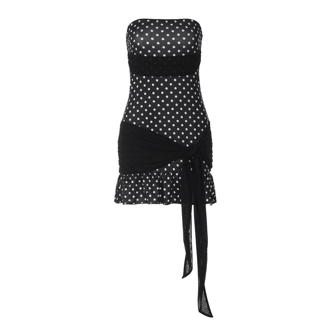 Damen Figurnahes Polka-Dot Kleid mit verspieltem Wickel-Design – Élara