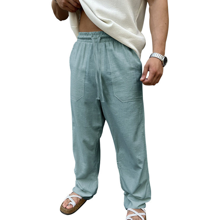 Herren lässige Leinenhose mit elastischemBund und praktischen Seitentaschen Echoarchiv