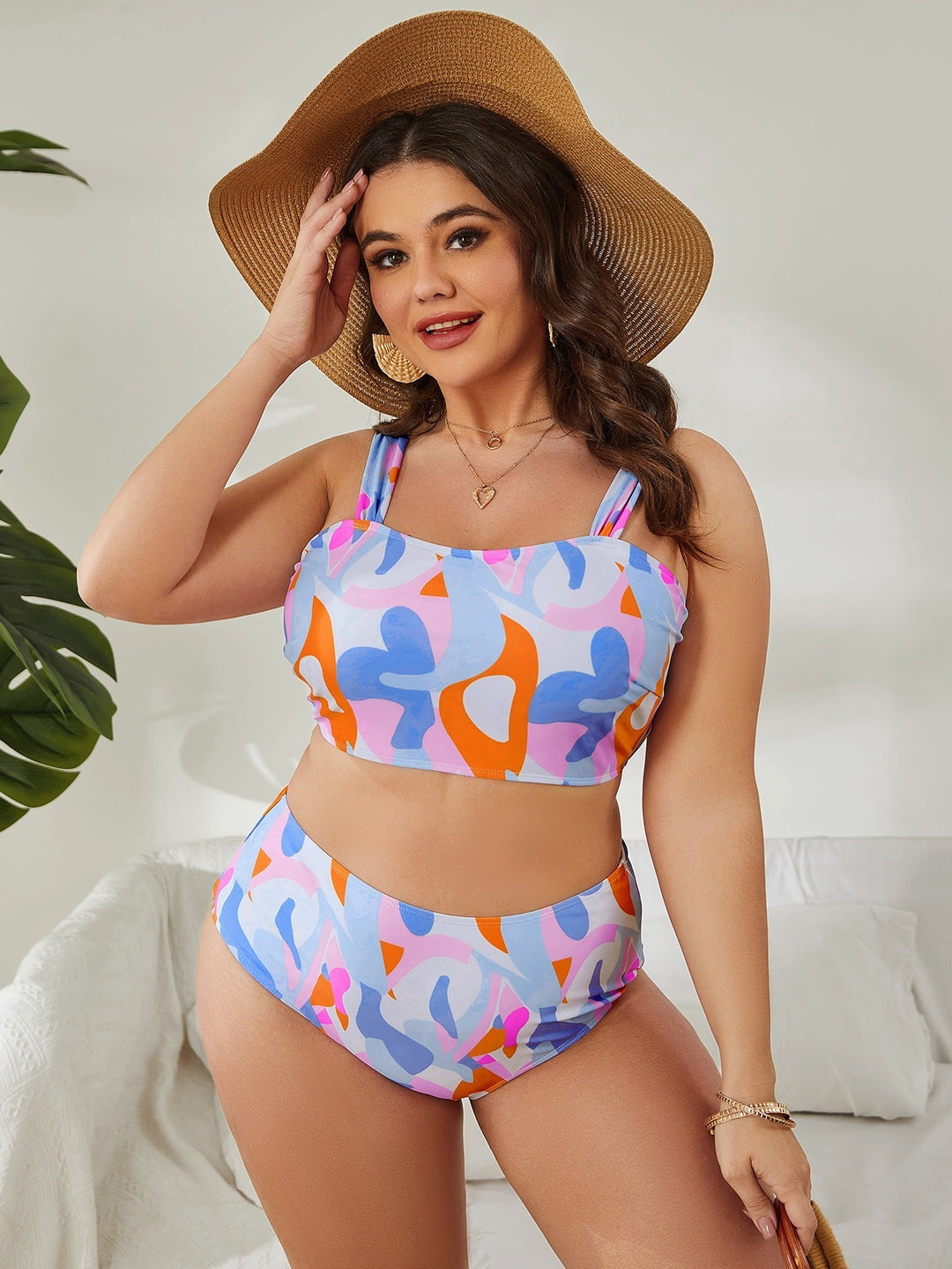 Damen Hochgeschnittenes Bikiniset mit modischem Muster Echo Archiv