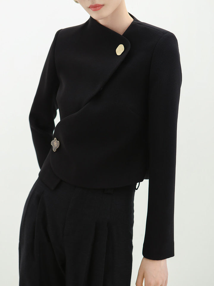 Damen Elegante cropped Blazerjacke mit asymmetrischem Schnitt Echoarchiv