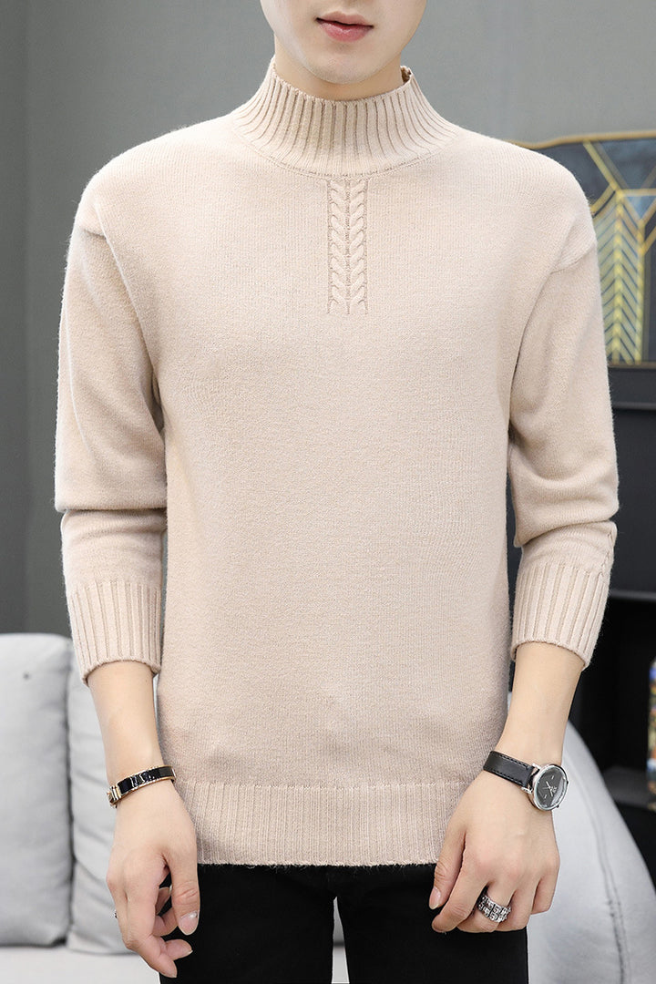 Herren Strickpullover mit hohem Kragen und Rippstrickdetails Echoarchiv