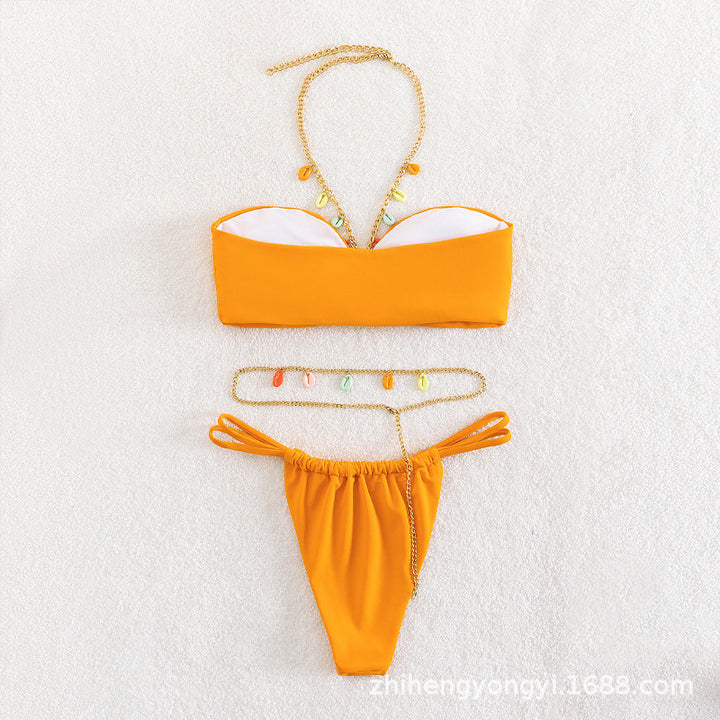 Damen Bandeau-Bikini mit buntem Kettenzier-Design Echo Archiv