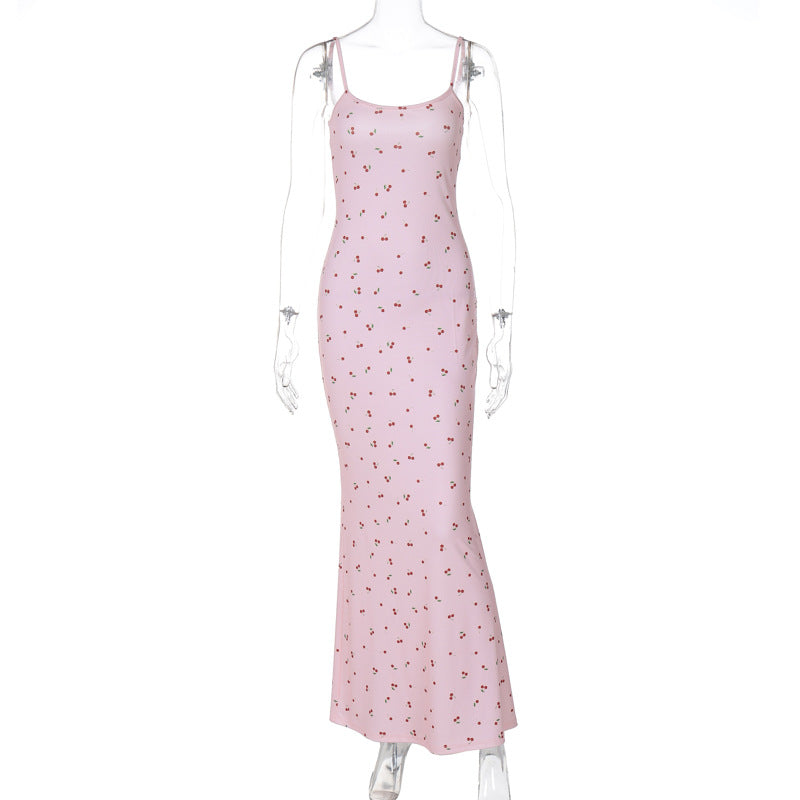 Damen Figurnahes Maxikleid mit floralem Design und Spaghettiträgern Echo Archiv