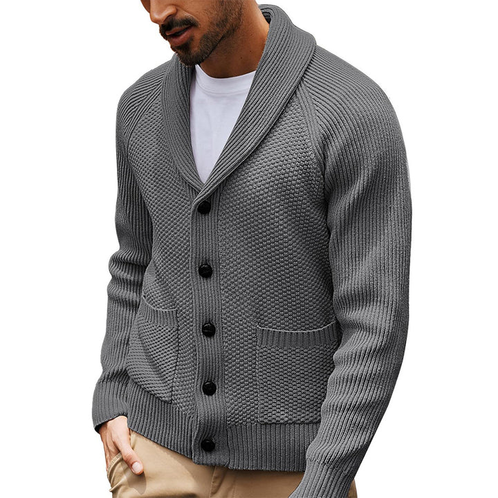 Herren Strickjacke mit Schalkragen und Taschen Echoarchiv