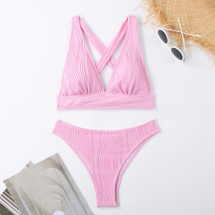Damen Gestreifter Bikini mit raffiniertem Kreuz-Design Echo Archiv