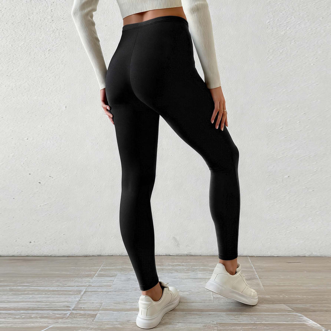 Damen Fleecegefütterte Leggings mit hohem Bund und Kordelzug Echo Archiv