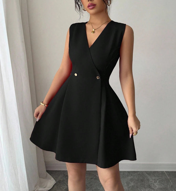 Damen Wickelkleid mit eleganter Silhouette und Knopfdetails Echo Archiv
