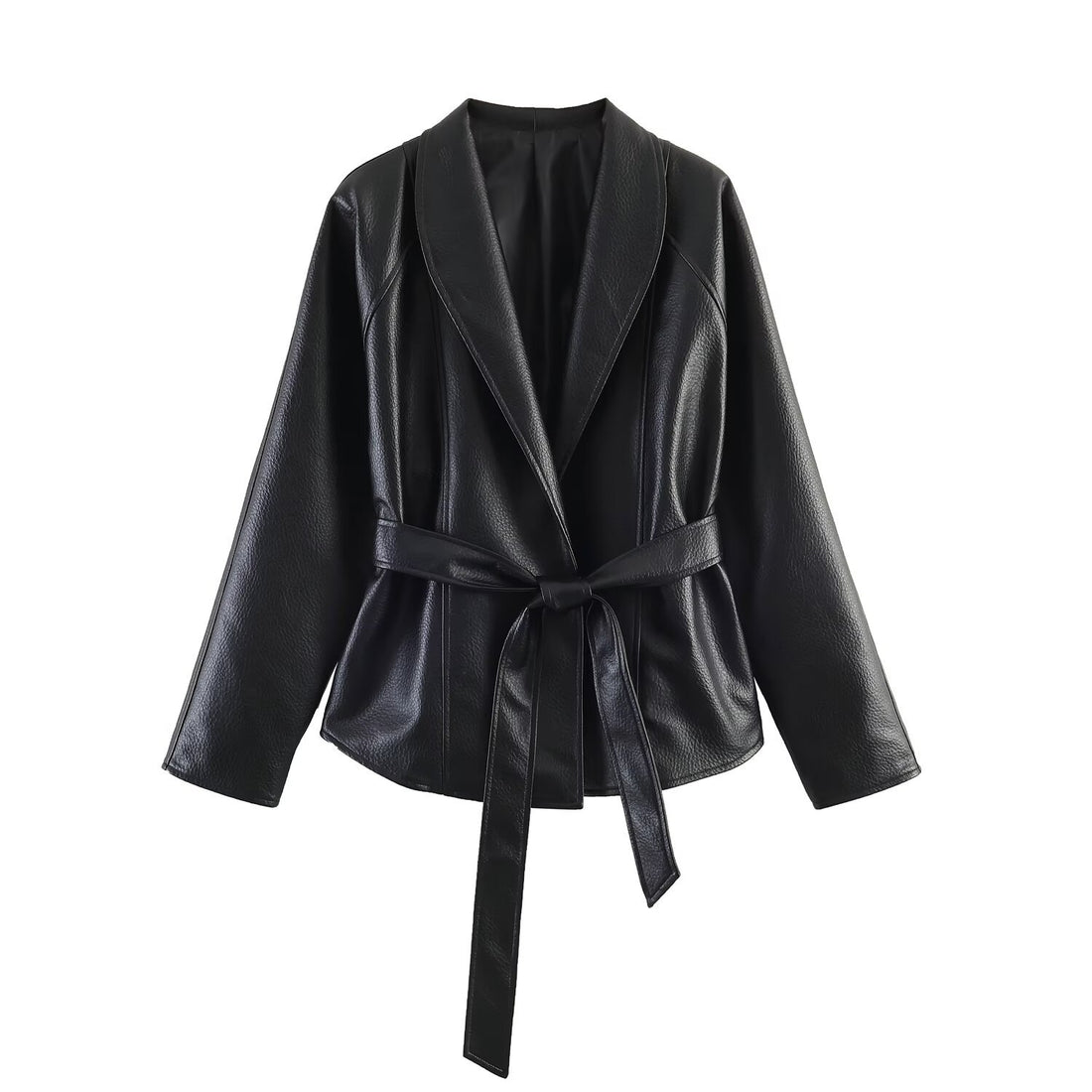 Damen Lederoptik-Wickeljacke mit Bindegürtel Echo Archiv