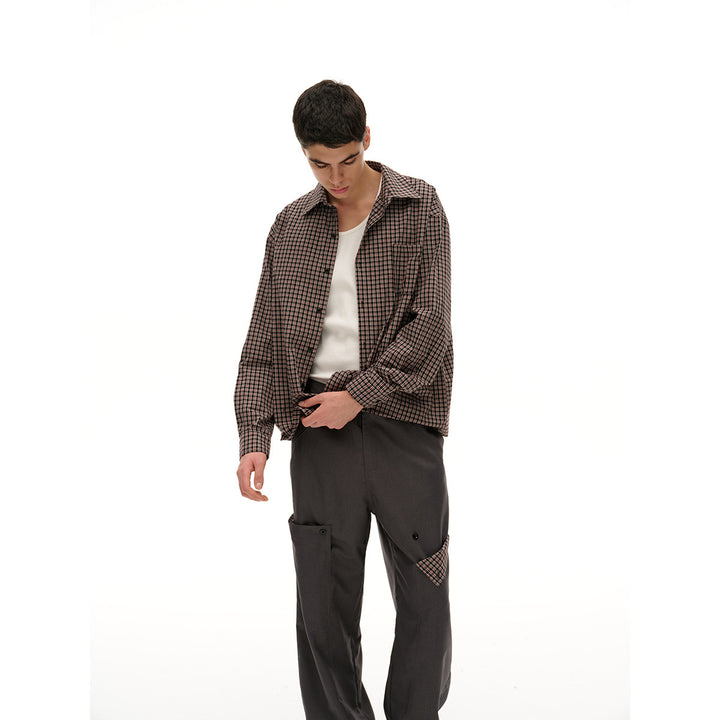 Unisex Geradlinige Overshirt-Hemdjacke im feinen Karodessin Echoarchiv
