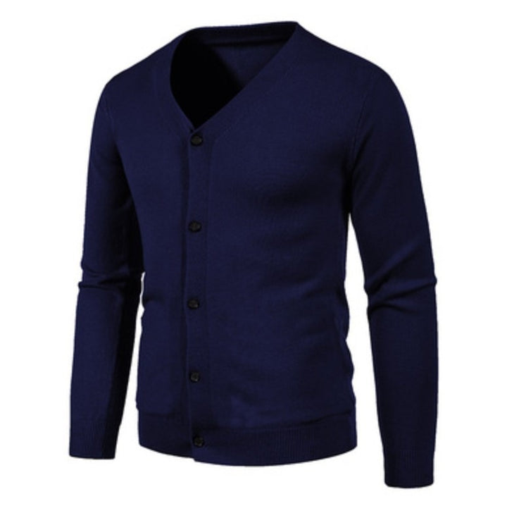 Herren stilvolle Strickjacke mit tiefem V-Ausschnitt und Knopfleiste Echoarchiv