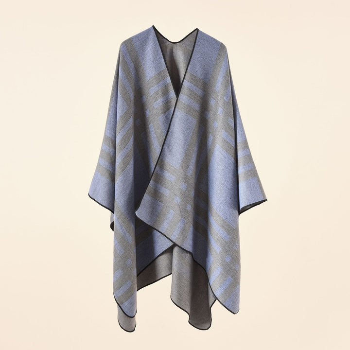 Damen Feiner Jacquard-Kimono-Umhang mit kontrastierter Kettelkante Echo Archiv