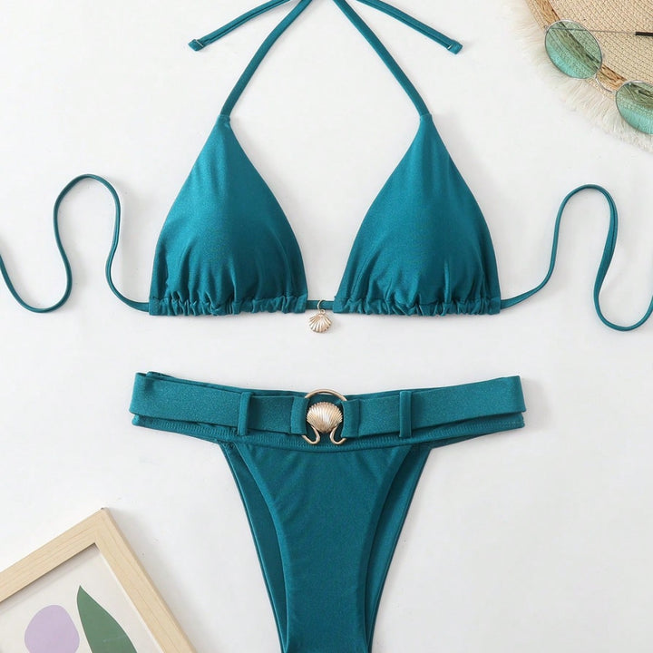 Damen Hochgeschnittener Bikini mit dekorativem Gürtel Echo Archiv