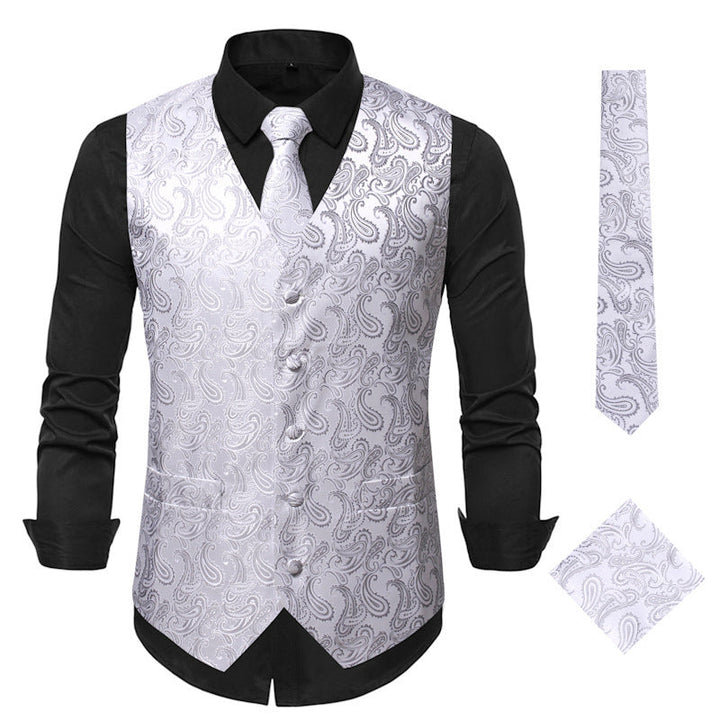Herren elegante Anzugweste mit eleganten Paisley-Muster und passendem Zubehör Echoarchiv