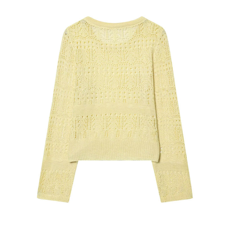 Damen Feinstrick-Openwork-Pullover mit Rundhalsausschnitt und filigranem Lochmuster Echo Archiv