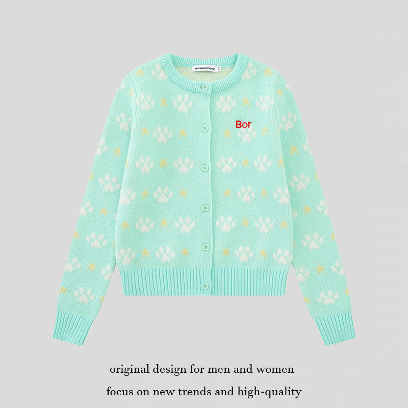 Damen Strickjacke mit Allover‑Jacquard, Rundhalsausschnitt und Knopfleiste Echoarchiv
