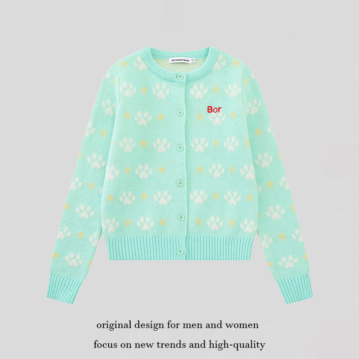 Damen Strickjacke mit Allover‑Jacquard, Rundhalsausschnitt und Knopfleiste Echoarchiv