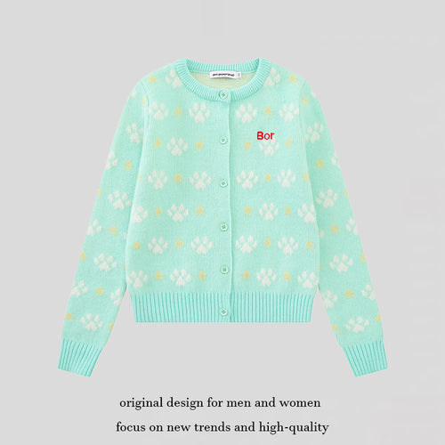 Damen Strickjacke mit Allover‑Jacquard, Rundhalsausschnitt und Knopfleiste Echoarchiv