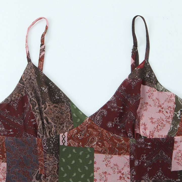 Damen Wickelkleid im modernen Patchwork-Design mit voluminösem Rock Echo Archiv