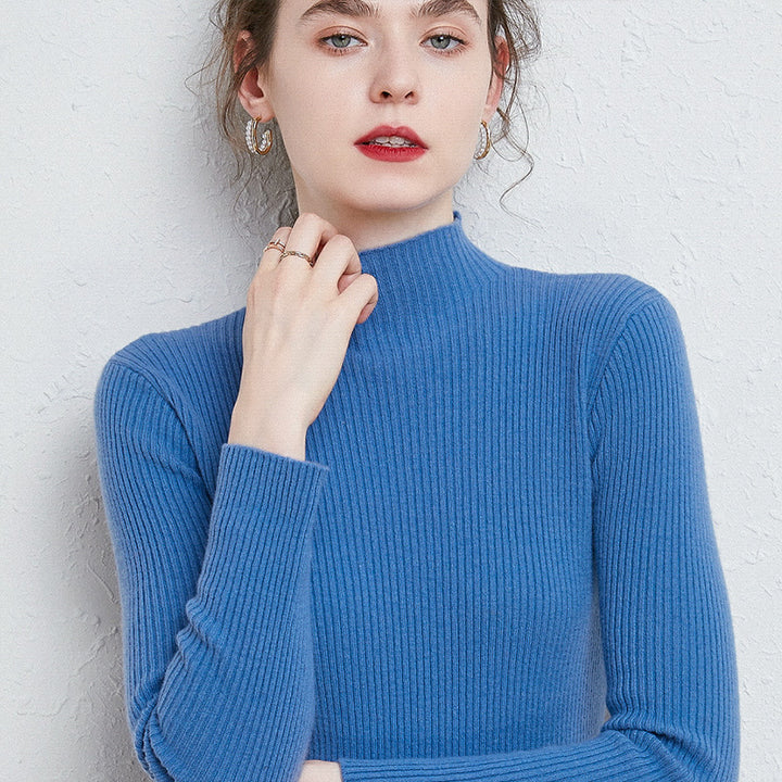 Damen Figurbetonter Feinstrick-Rollkragenpullover mit extrafeiner Rippenstruktur und kaschmirweicher Haptik Echoarchiv
