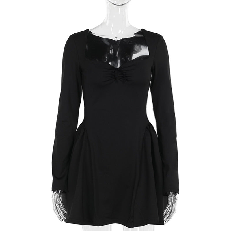 Damen knielanges Minikleid mit Puffärmeln und herzförmigem Ausschnitt Echo Archiv