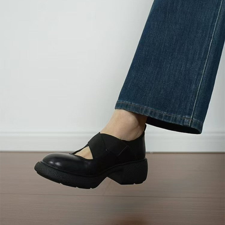 Damen Mary‑Jane Slipper mit elastischen Kreuzriemen und profiliertem Plateausohle-Design Echo Archiv