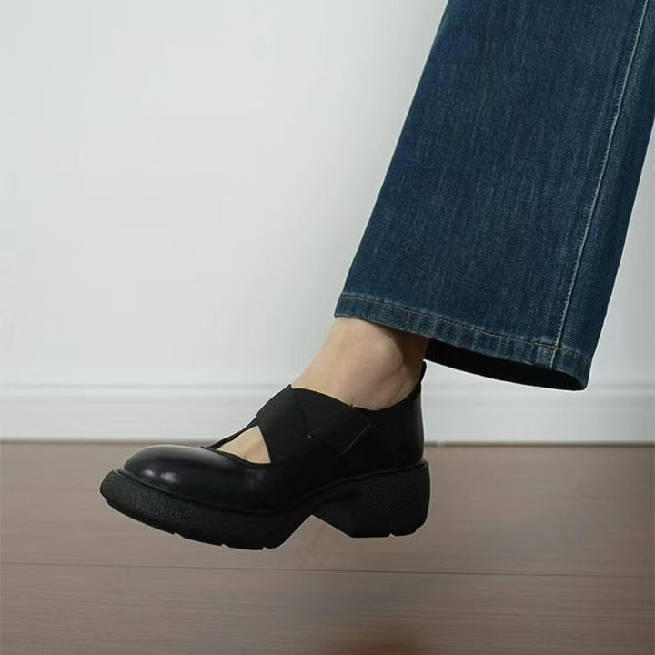 Damen Mary‑Jane Slipper mit elastischen Kreuzriemen und profiliertem Plateausohle-Design Echo Archiv
