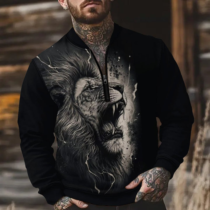 Herren Sweatshirt mit modernem Reißverschluss und traditionellem Design Echoarchiv