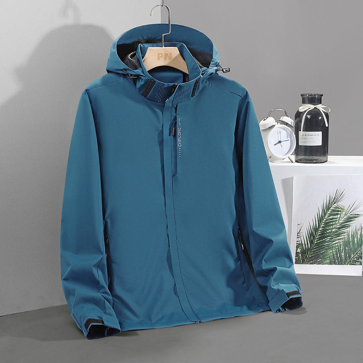 Herren Leichte wasserabweisende Softshell‑Außenjacke mit verstellbarer Kapuze und Sturmleiste – Taviero