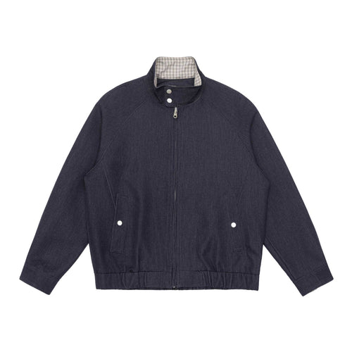 Unisex Kurzblouson im Denim‑Mix mit gesteppter Teilung, Stehkragen und verdecktem Reißverschluss Echoarchiv
