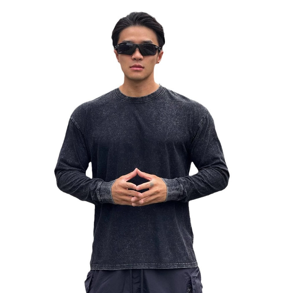 Herren Langarmshirt aus weichem Baumwollmix mit angesagtem Stone-Wash-Effekt Echoarchiv