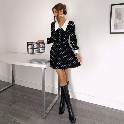 Damen Polka-Dot Minikleid mit Kragen Echo Archiv