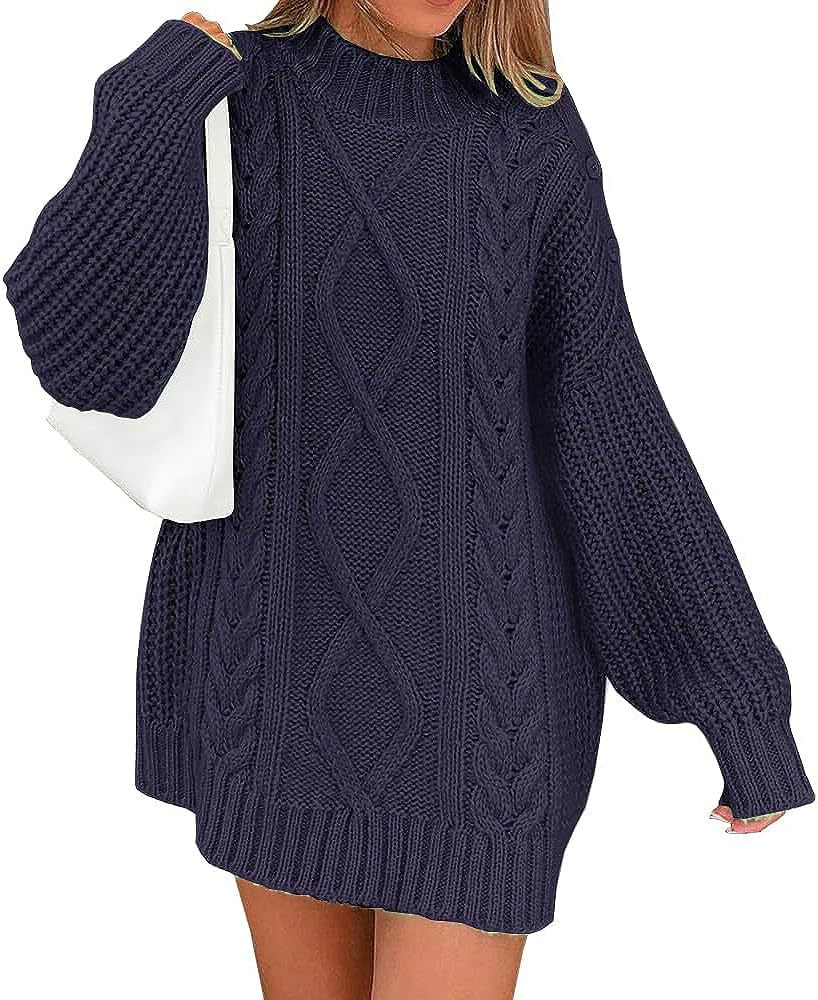 Damen Oversize Strickkleid mit Zopf- und Rippstruktur Echo Archiv