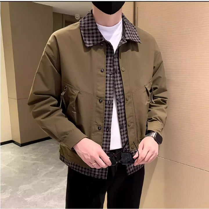 Herren Modische Utility Jacke mit hochschließendem Kragen Echoarchiv
